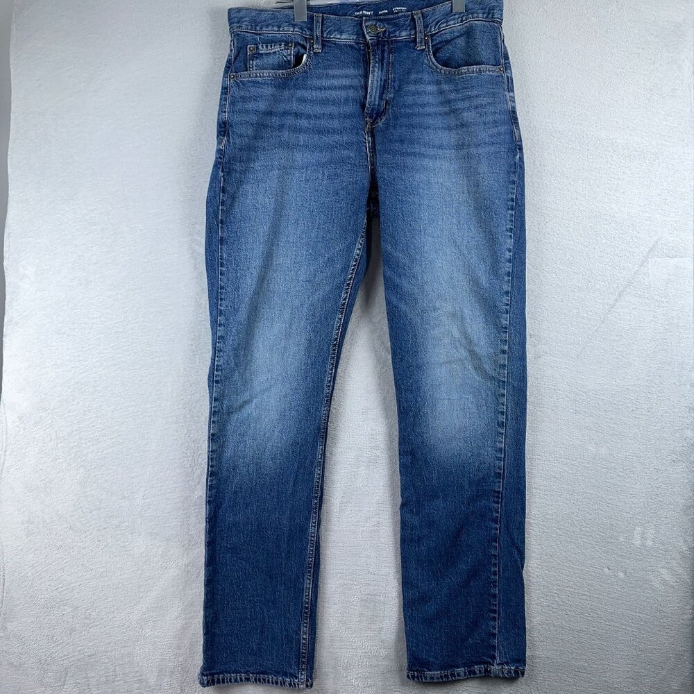 Old Navy Straight Leg Jeans Built in Flex Mid Rise Blue Mens Size 36X34
